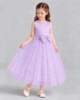 Lilac A-line Flower Girl Dresses Side