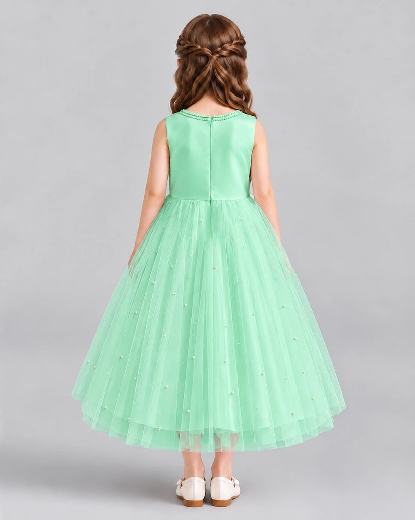 Mint Green A-line Flower Girl Dresses Back