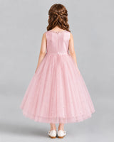 Pink A-line Flower Girl Dresses Back