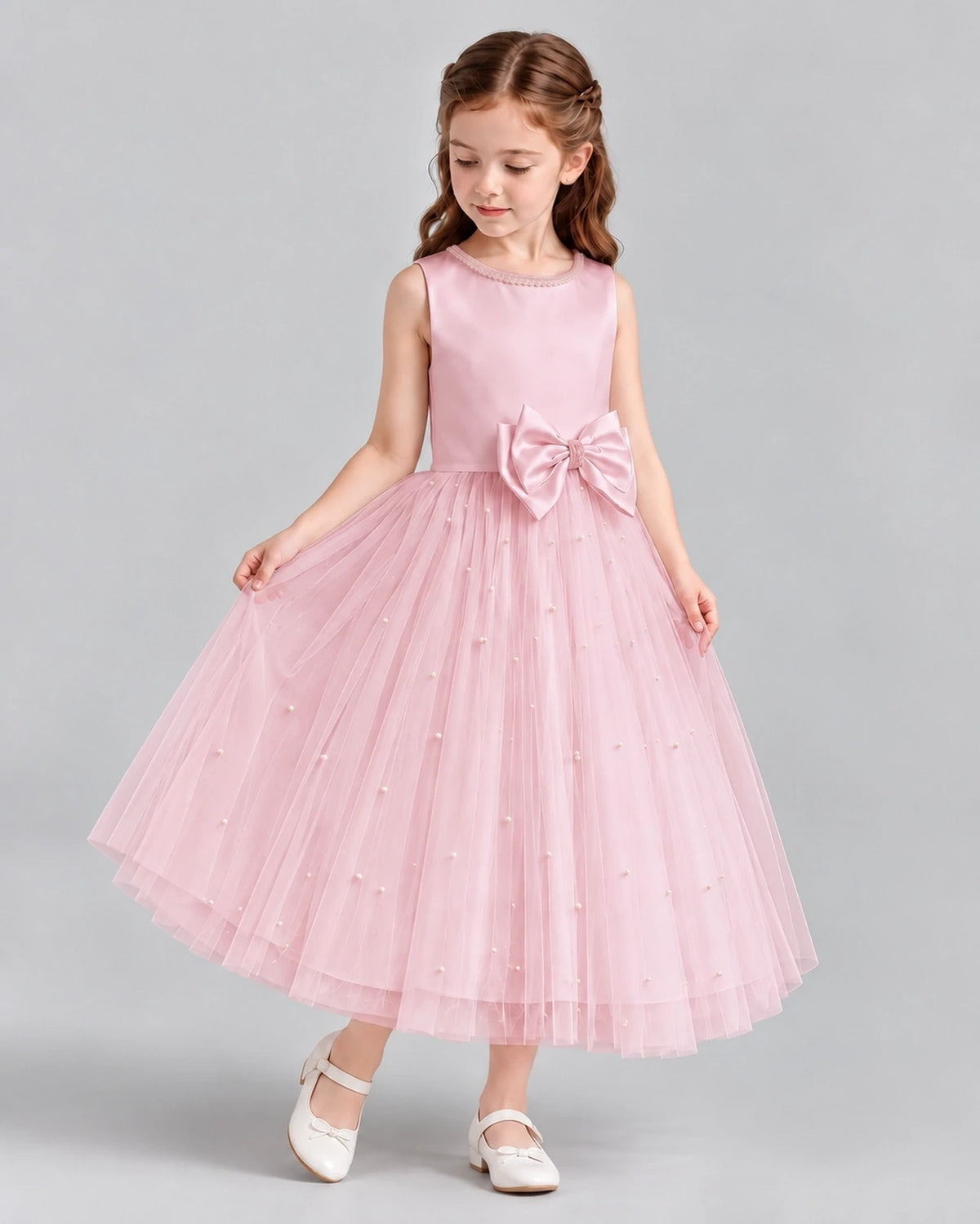 Pink A-line Flower Girl Dresses Side