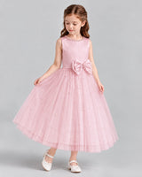 Pink A-line Flower Girl Dresses Side