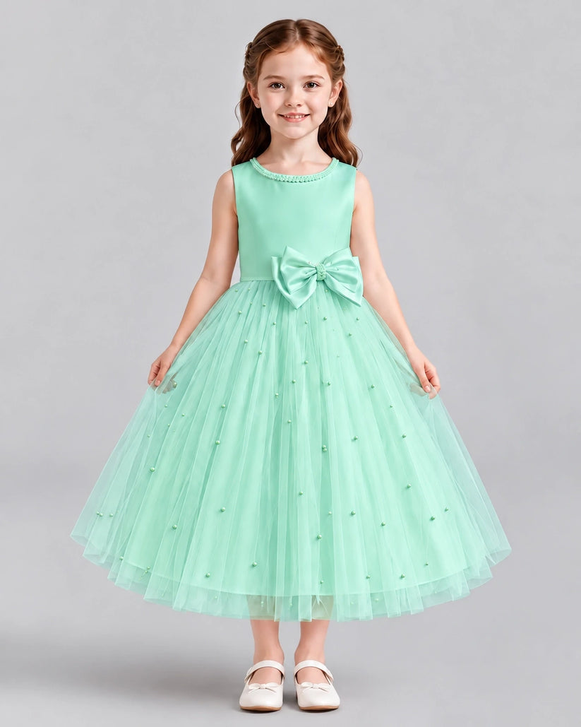 Turquoise A-line Flower Girl Dresses Front