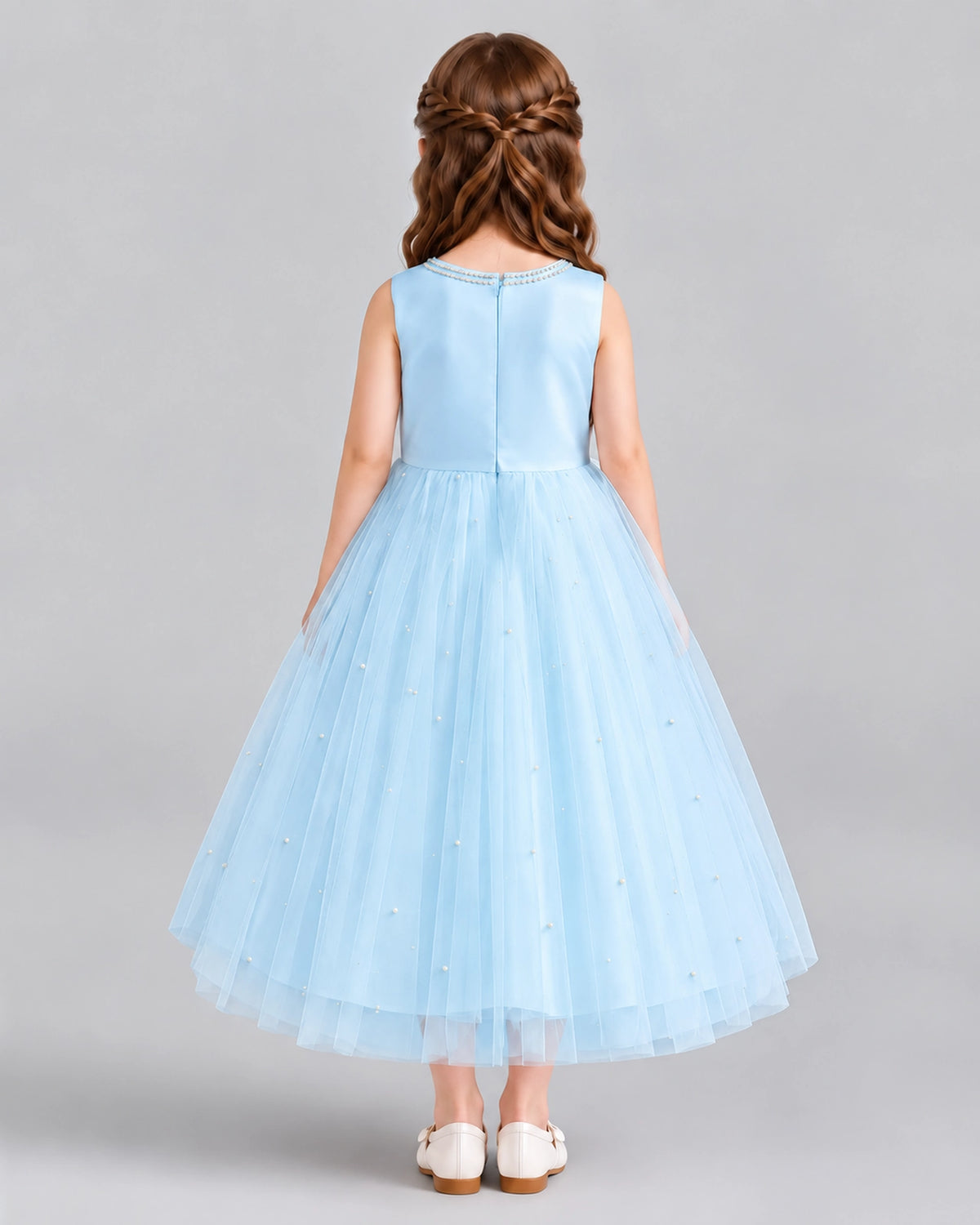 Baby Blue A-line Flower Girl Dresses Back
