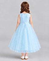 Baby Blue A-line Flower Girl Dresses Back