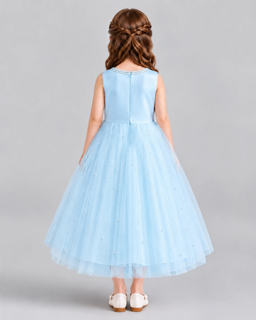 Baby Blue A-line Flower Girl Dresses Back