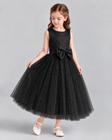 Black A-line Flower Girl Dresses Side
