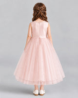 Blush Pink A-line Flower Girl Dresses Back