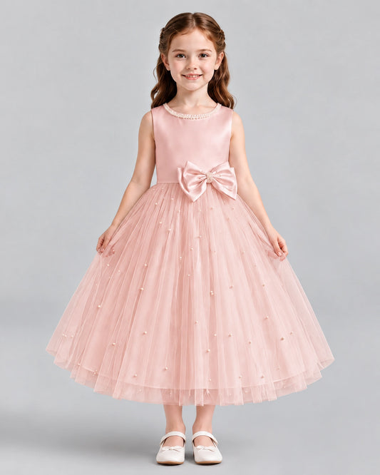 Blush Pink A-line Flower Girl Dresses Front