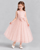 Blush Pink A-line Flower Girl Dresses Side