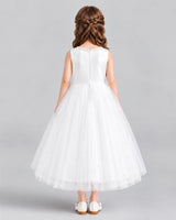 Ivory A-line Flower Girl Dresses Back