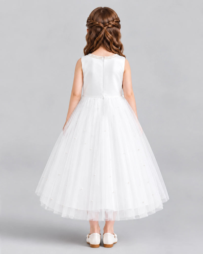 Ivory A-line Flower Girl Dresses Back