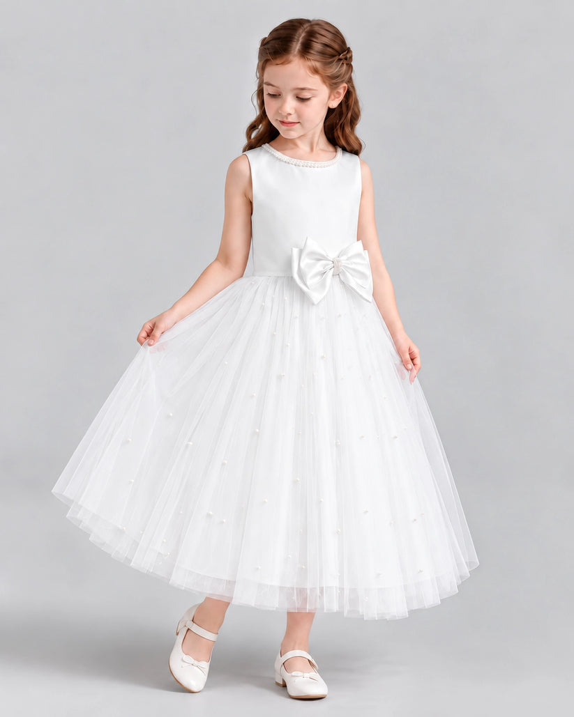 Ivory A-line Flower Girl Dresses Side