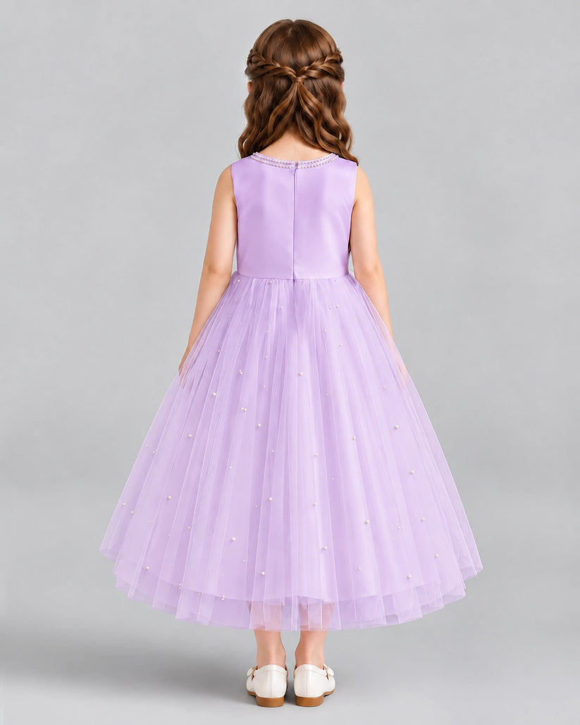 Lilac A-line Flower Girl Dresses Back