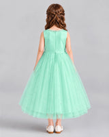 Turquoise A-line Flower Girl Dresses Back
