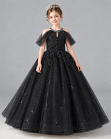 Black Ball Gown Girls Formal Dress Front