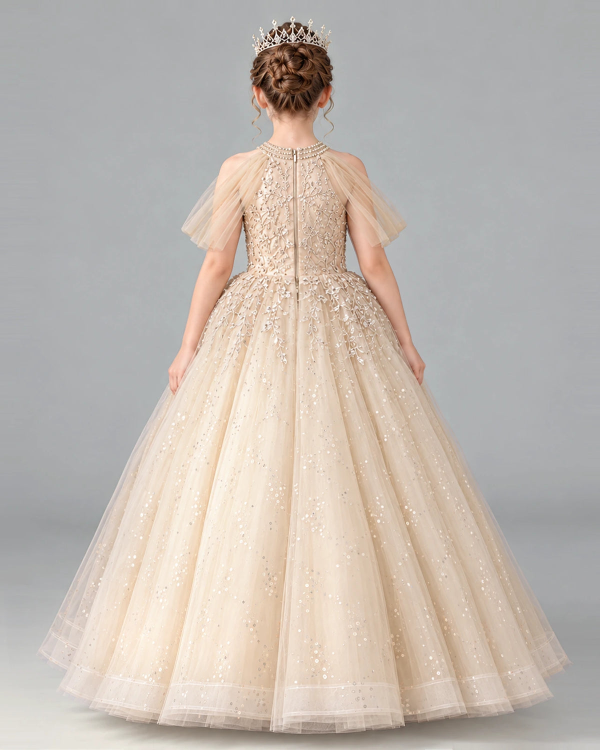 Champagne Ball Gown Girls Formal Dress Back [Shared]