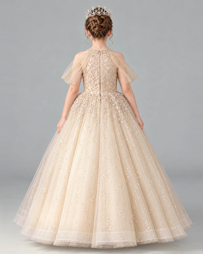 Champagne Ball Gown Girls Formal Dress Back [Shared]