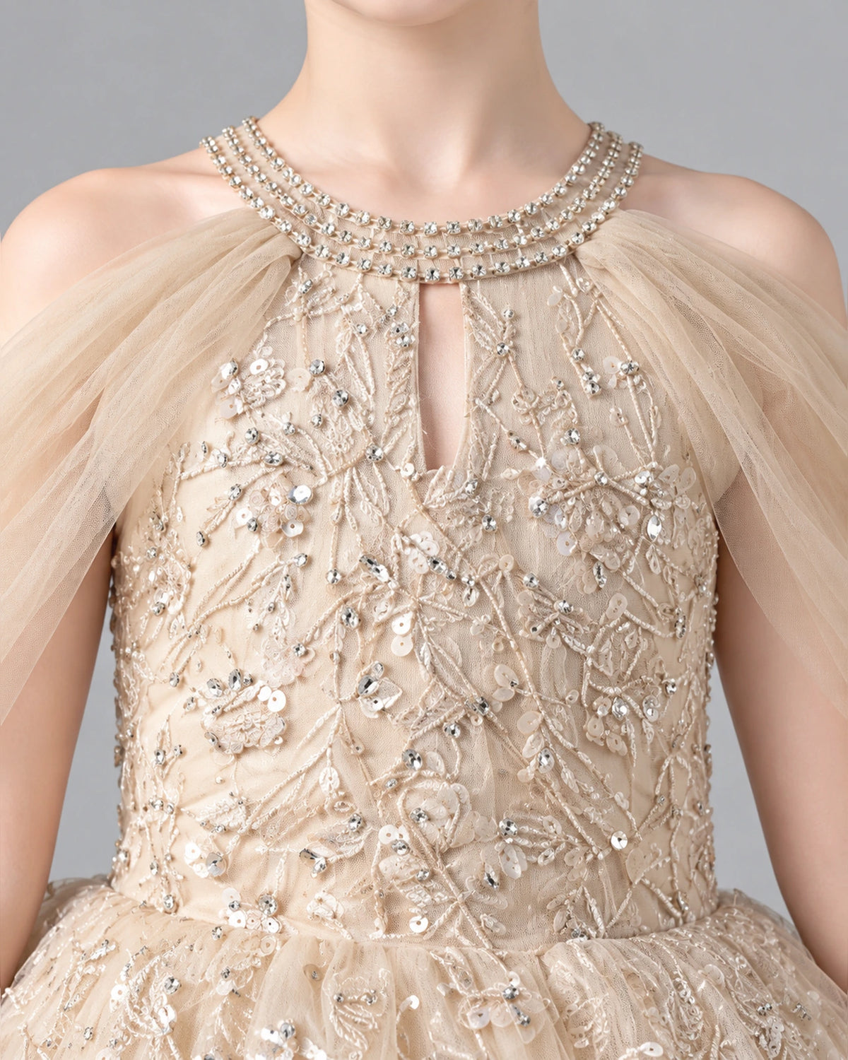Champagne Ball Gown Girls Formal Dress Detail [Shared]