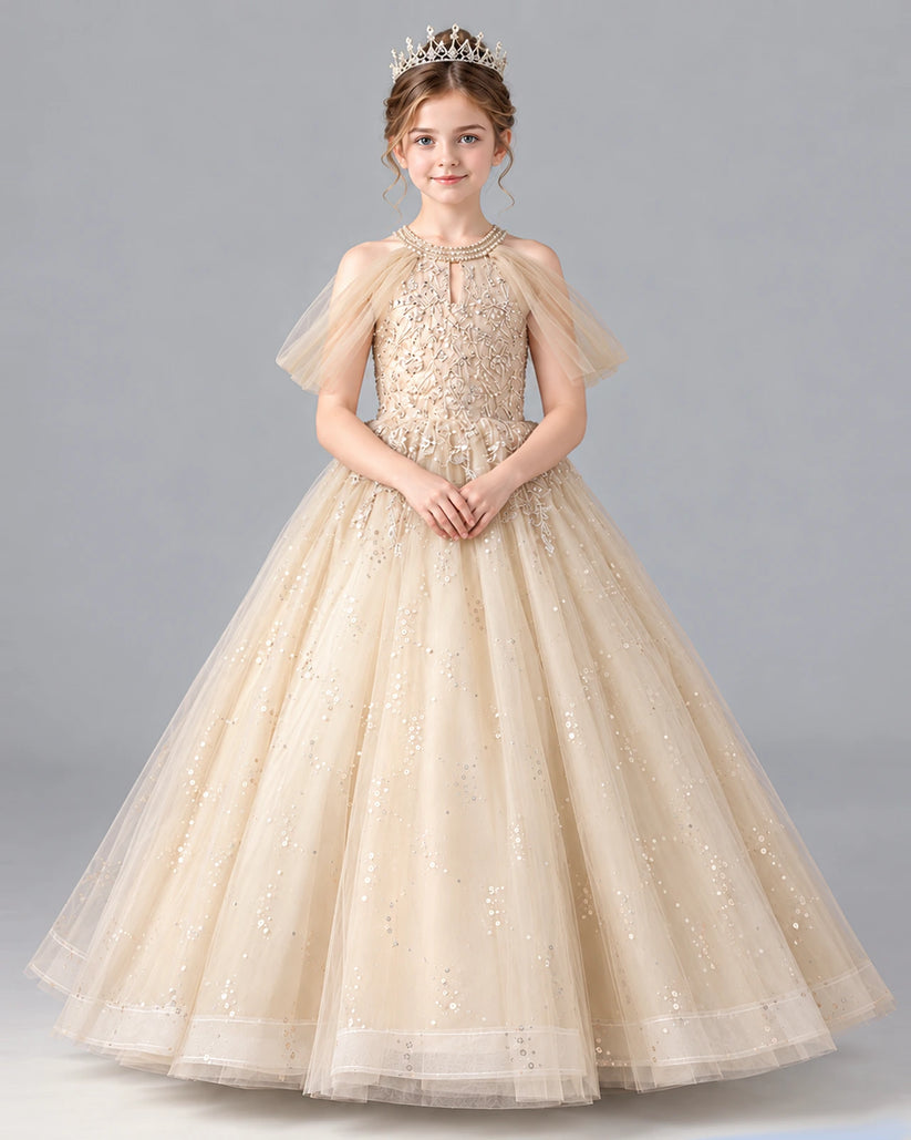 Champagne Ball Gown Girls Formal Dress Pose [Shared]