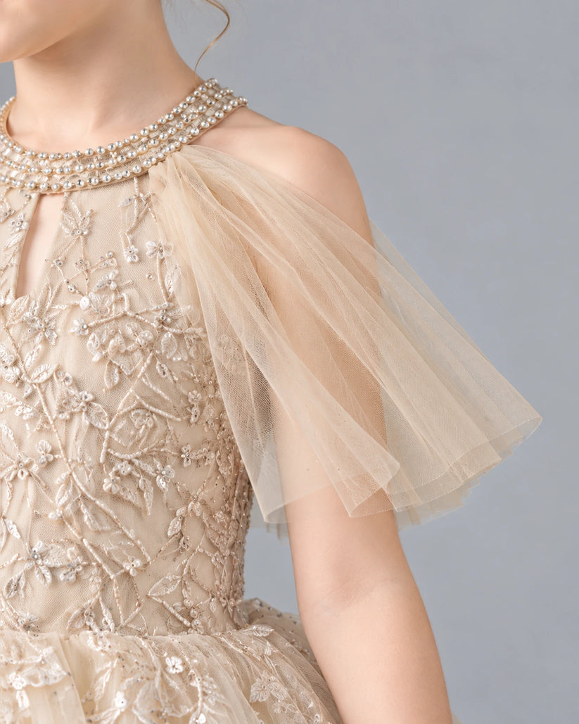 Champagne Ball Gown Girls Formal Dress Sleeve [Shared]