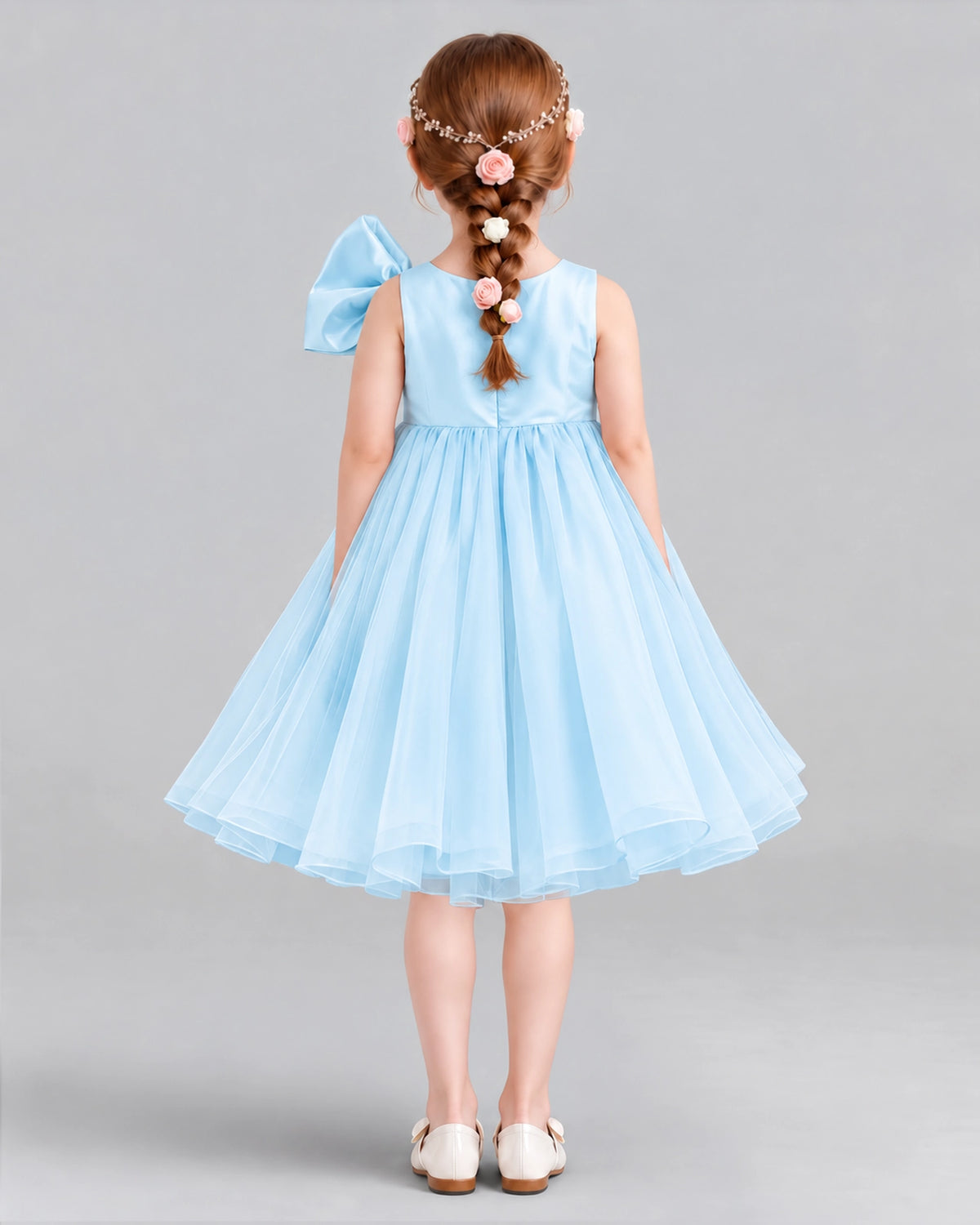 Baby Blue Ball Gown Girls Formal Dresses Back