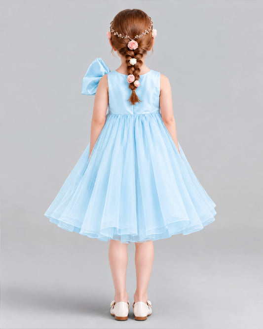 Baby Blue Ball Gown Girls Formal Dresses Back