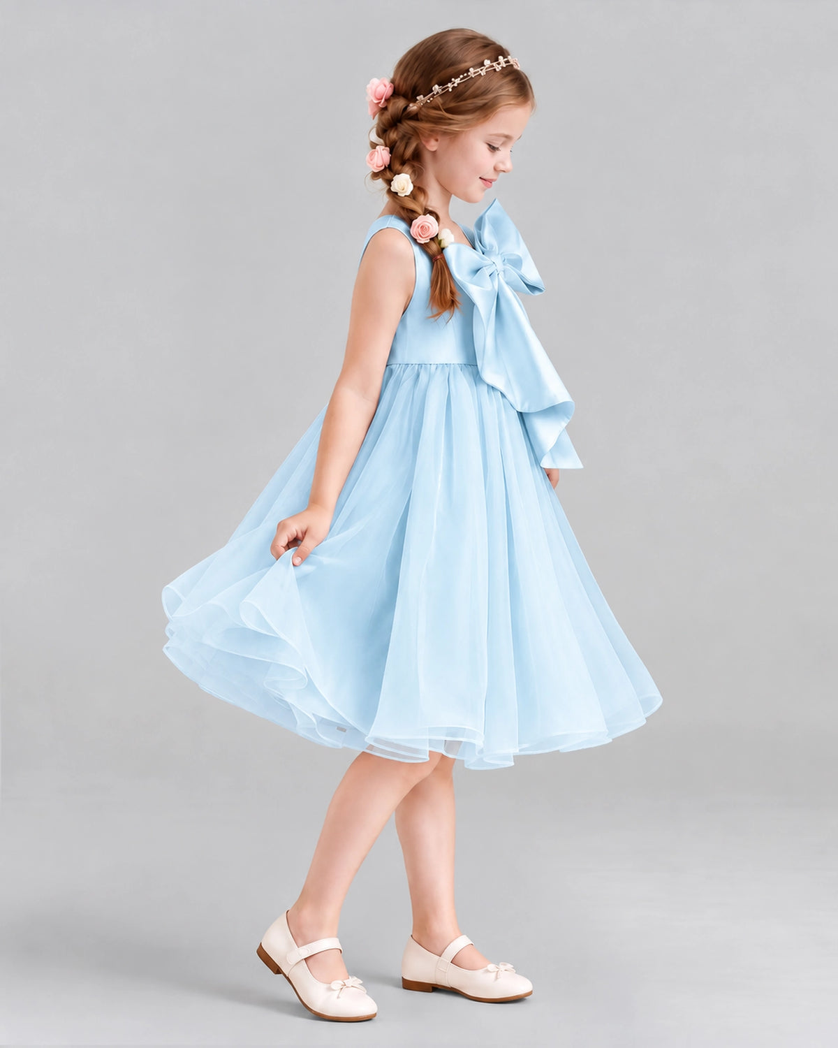 Baby Blue Ball Gown Girls Formal Dresses Side