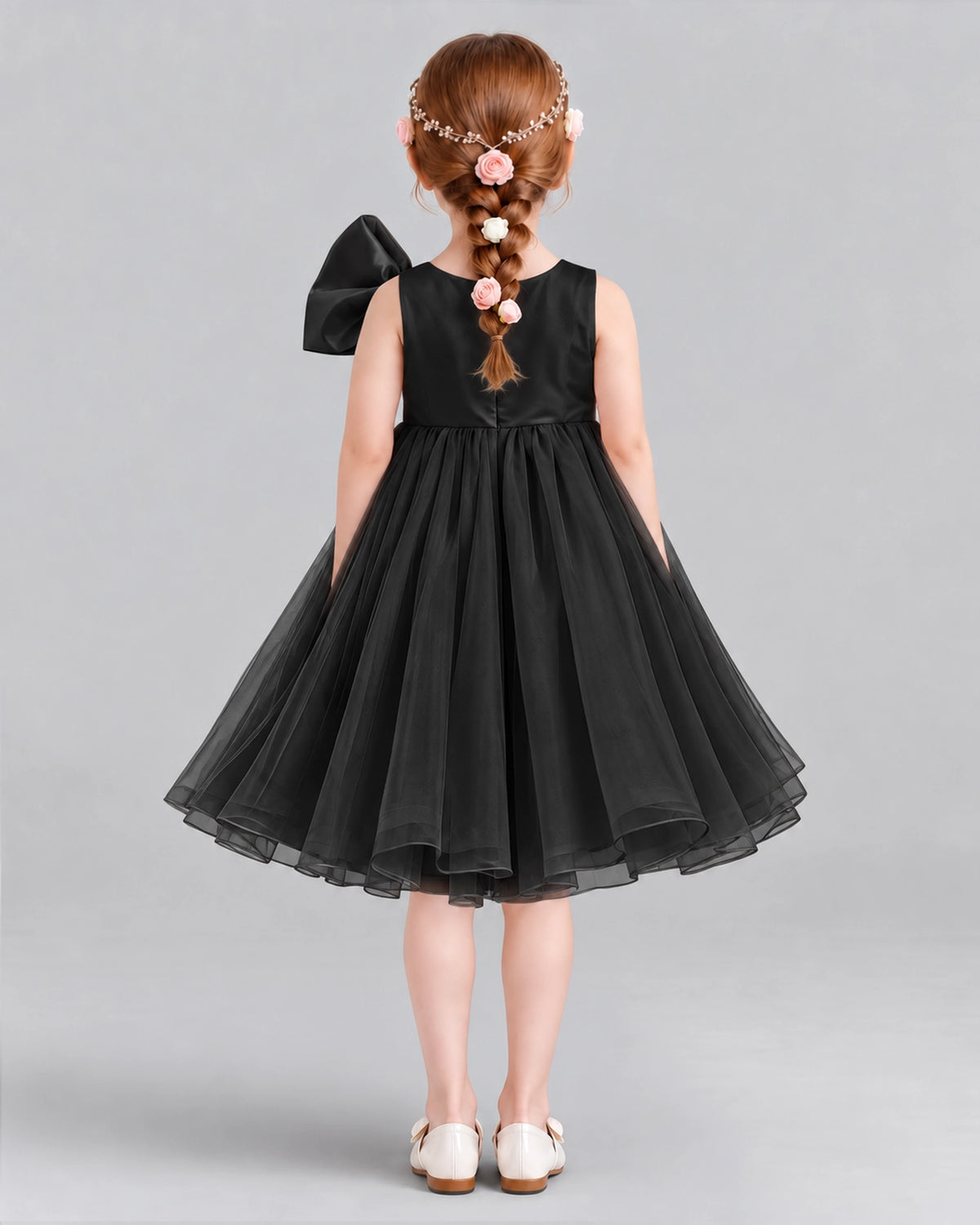 Black Ball Gown Girls Formal Dresses Back