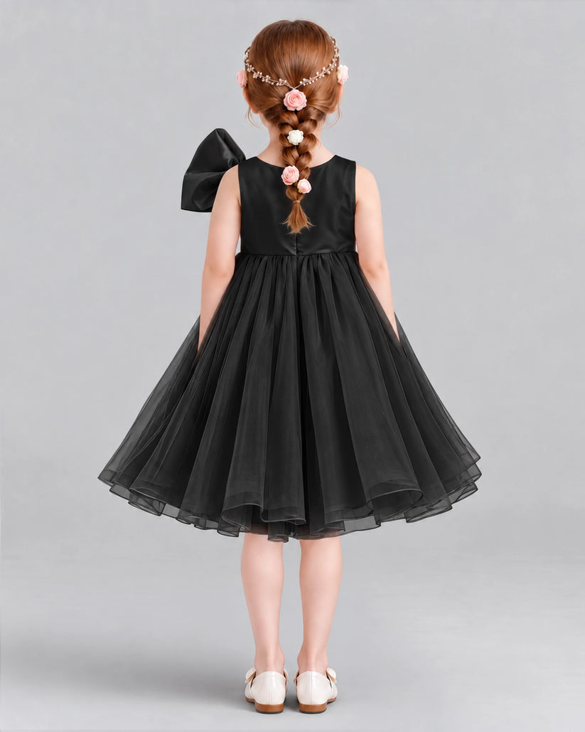 Black Ball Gown Girls Formal Dresses Back