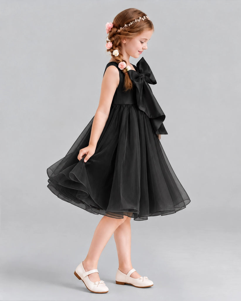 Black Ball Gown Girls Formal Dresses Side