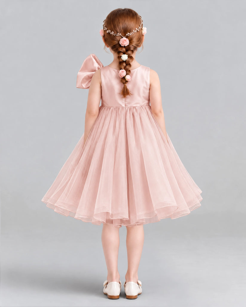 Blush Pink Ball Gown Girls Formal Dresses Back