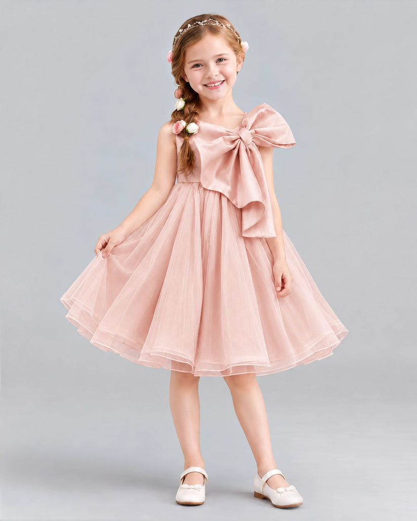 Blush Pink Ball Gown Girls Formal Dresses Front