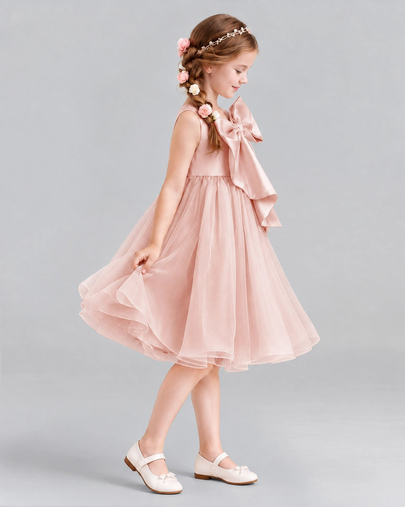Blush Pink Ball Gown Girls Formal Dresses Side