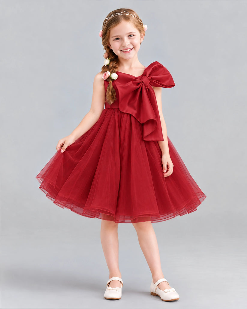 Burgundy Ball Gown Girls Formal Dresses Front