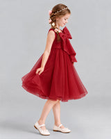 Burgundy Ball Gown Girls Formal Dresses Side