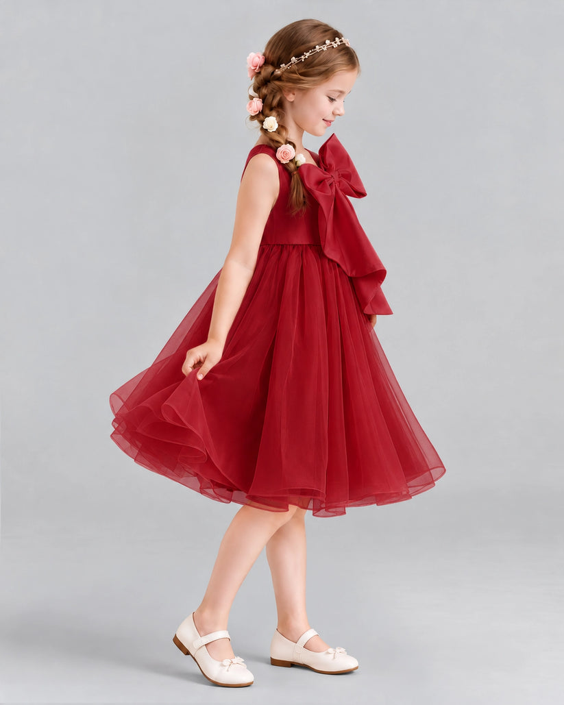 Burgundy Ball Gown Girls Formal Dresses Side