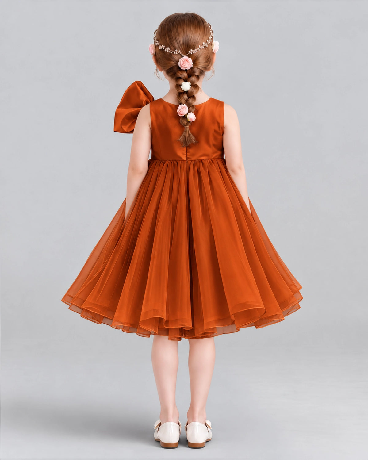 Burnt Orange Ball Gown Girls Formal Dresses Back