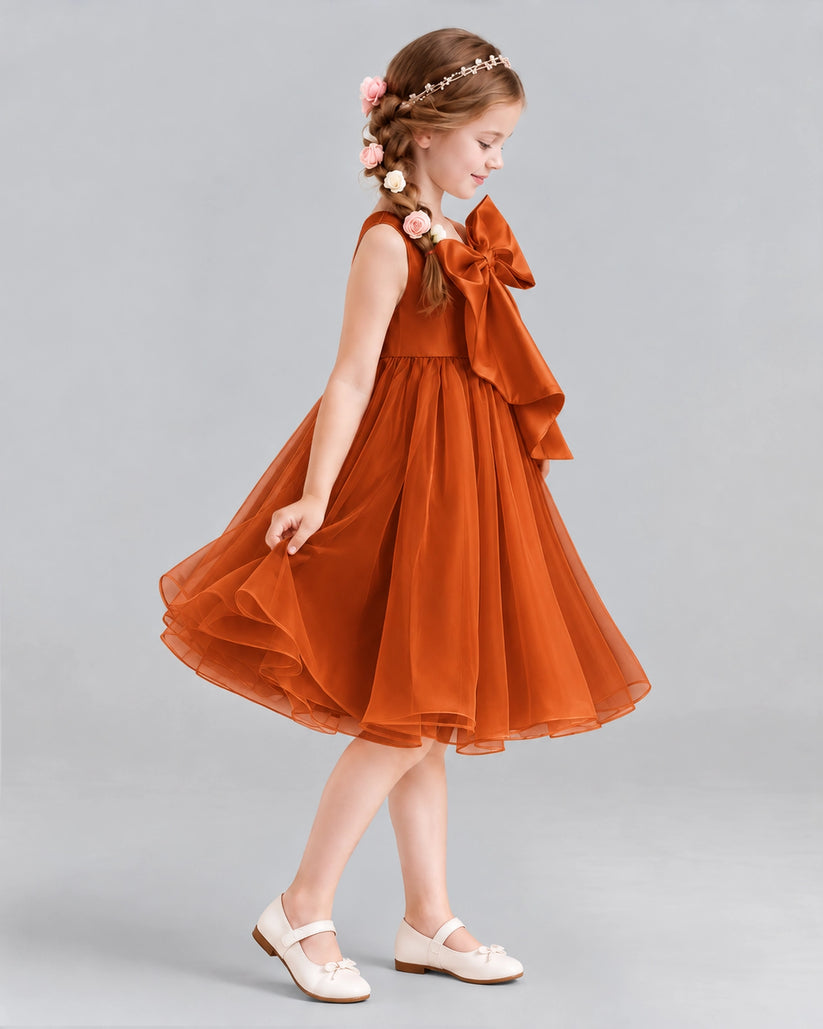 Burnt Orange Ball Gown Girls Formal Dresses Side