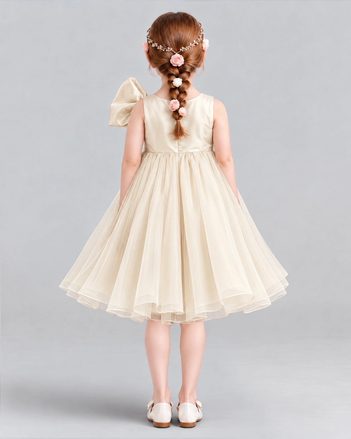 Champagne Ball Gown Girls Formal Dresses Back