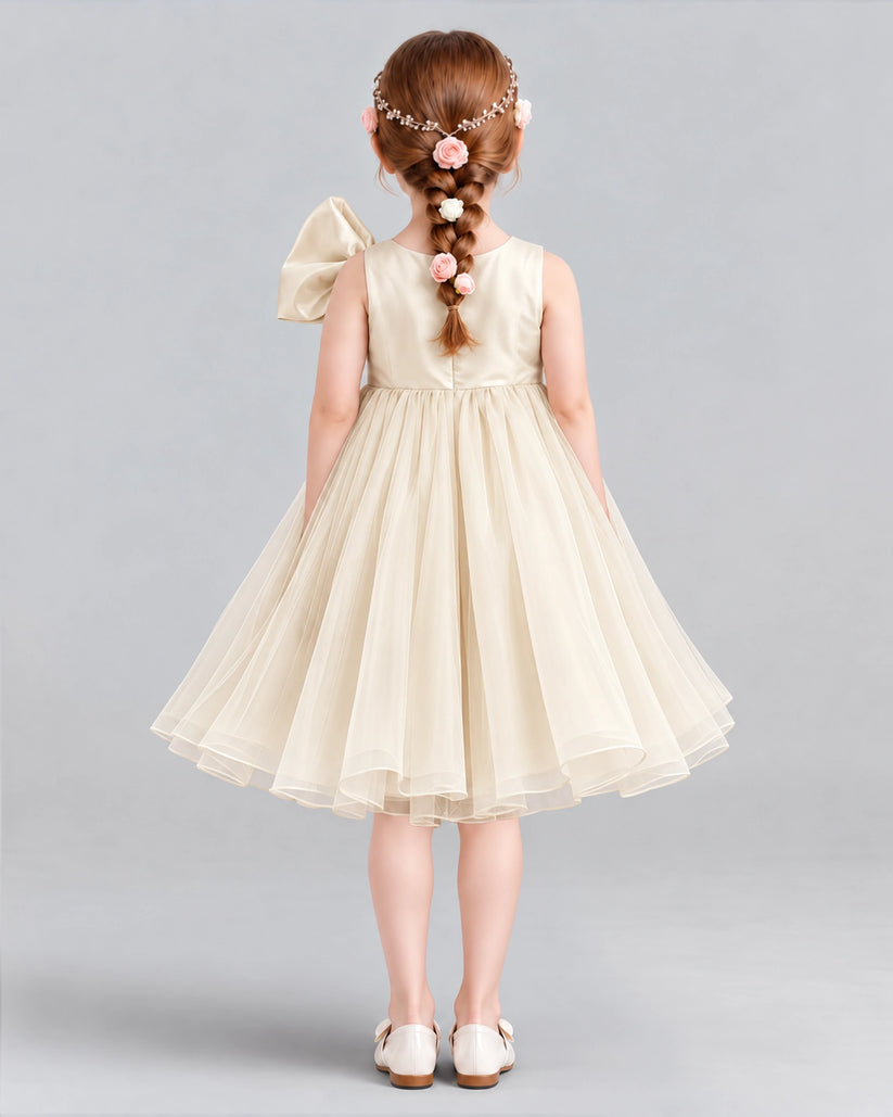 Champagne Ball Gown Girls Formal Dresses Back