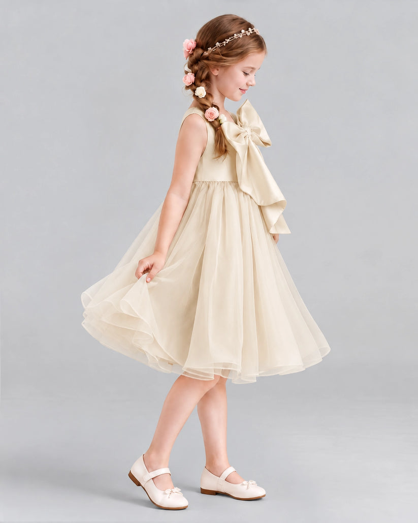 Champagne Ball Gown Girls Formal Dresses Side
