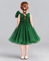 Dark Green Ball Gown Girls Formal Dresses Back