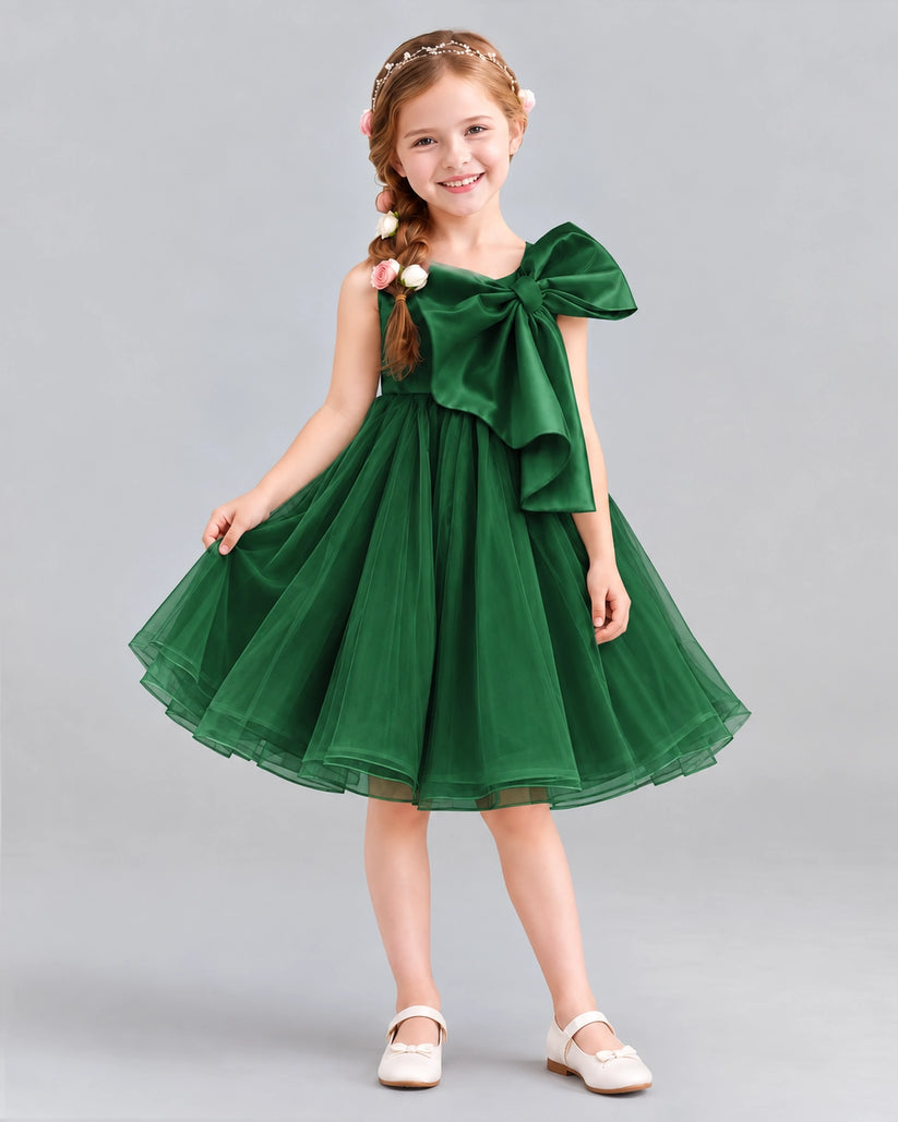 Dark Green Ball Gown Girls Formal Dresses Front