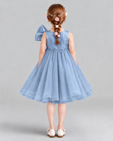 Dusty Blue Ball Gown Girls Formal Dresses Back