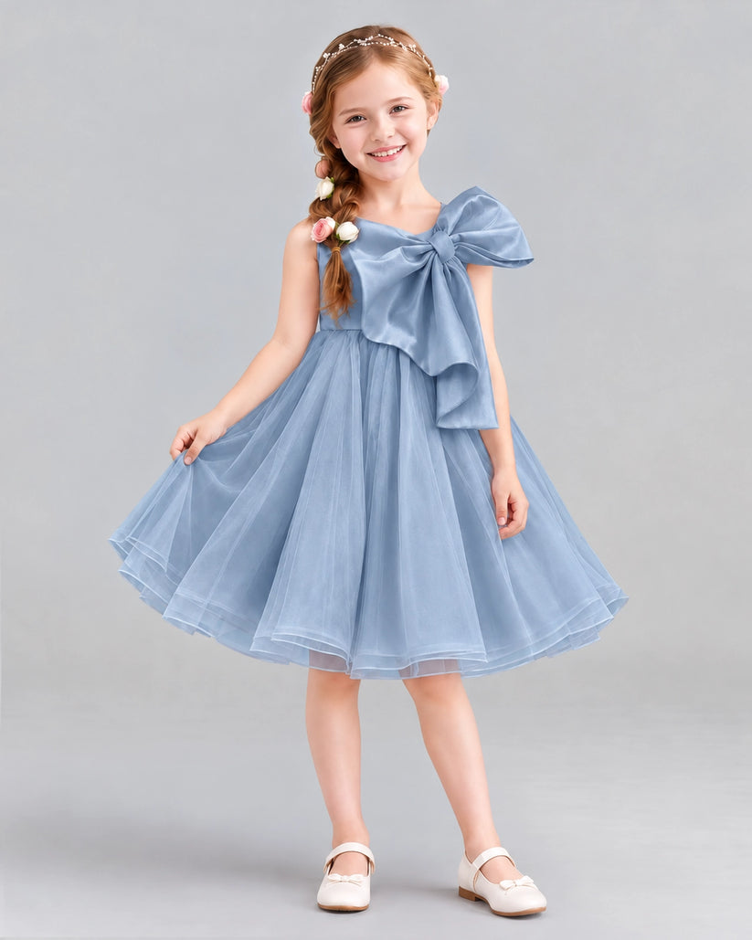 Dusty Blue Ball Gown Girls Formal Dresses Front