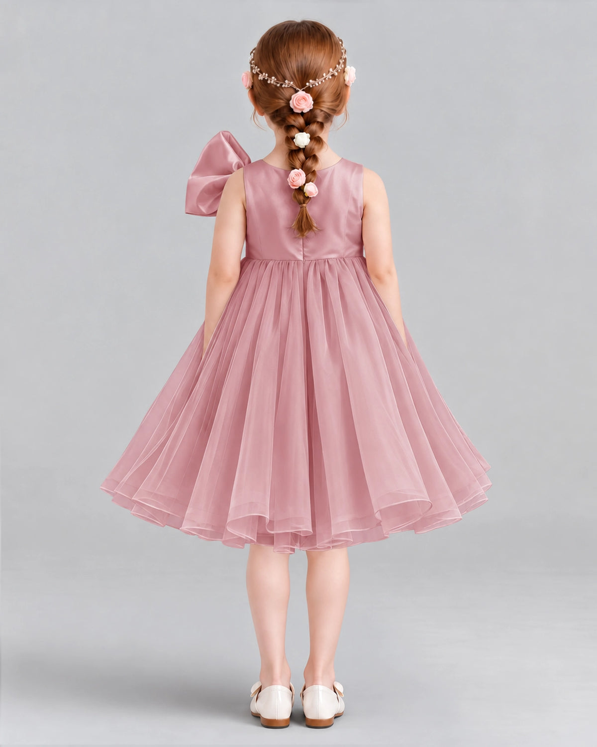 Blush Pink Ball Gown Girls Formal Dresses Back