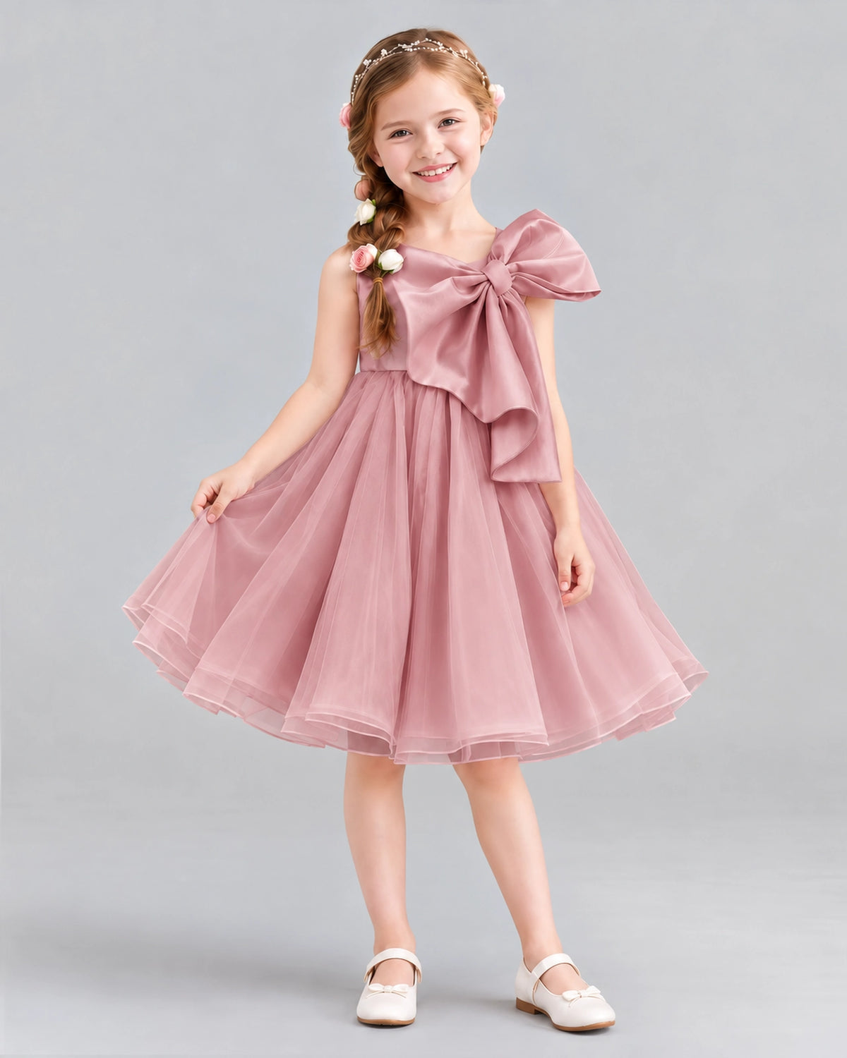 Blush Pink Ball Gown Girls Formal Dresses Front