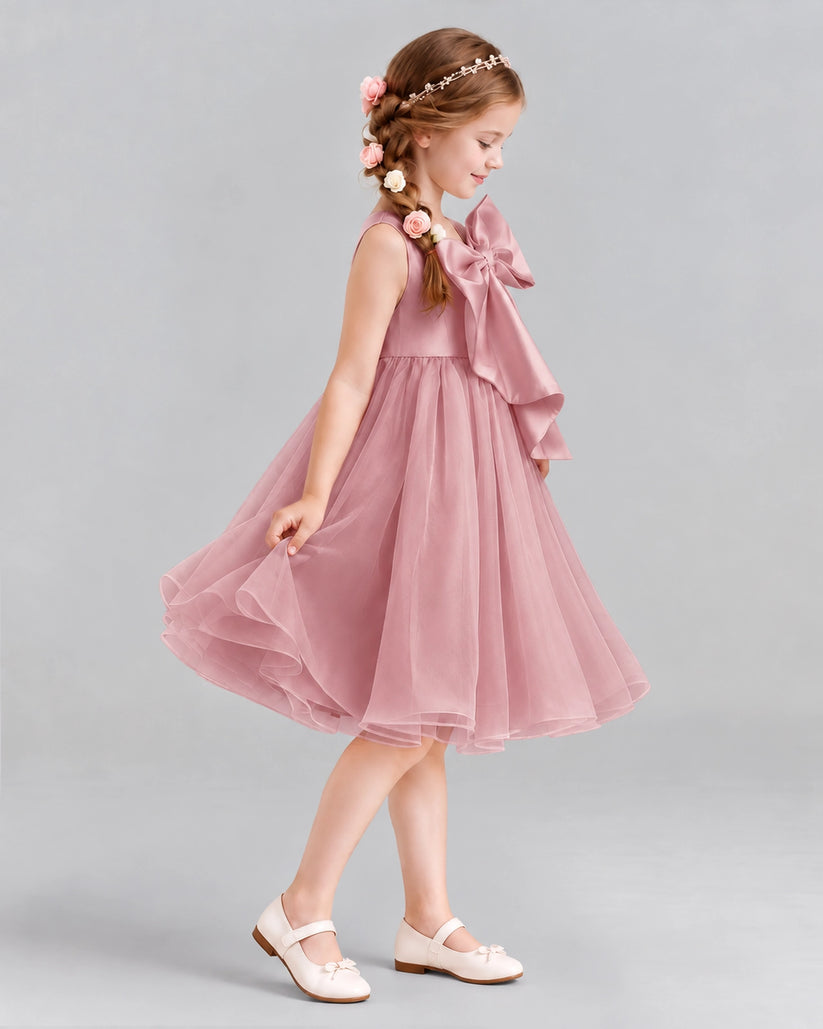 Blush Pink Ball Gown Girls Formal Dresses Side
