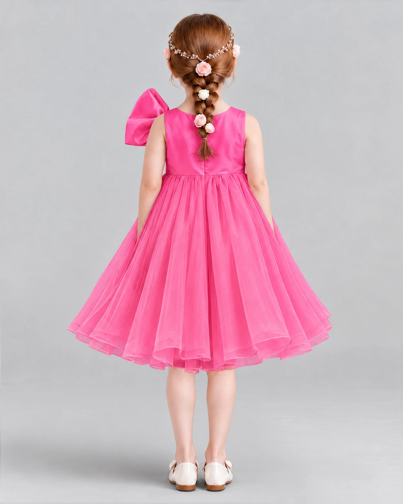 Hot Pink Ball Gown Girls Formal Dresses Back