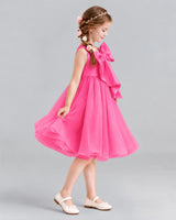 Hot Pink Ball Gown Girls Formal Dresses Side